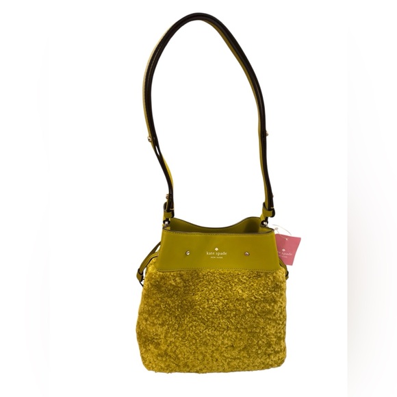 Kate Spade Marti Faux Fur Small Bucket Bag — Citron Sapphire - Picture 1 of 13